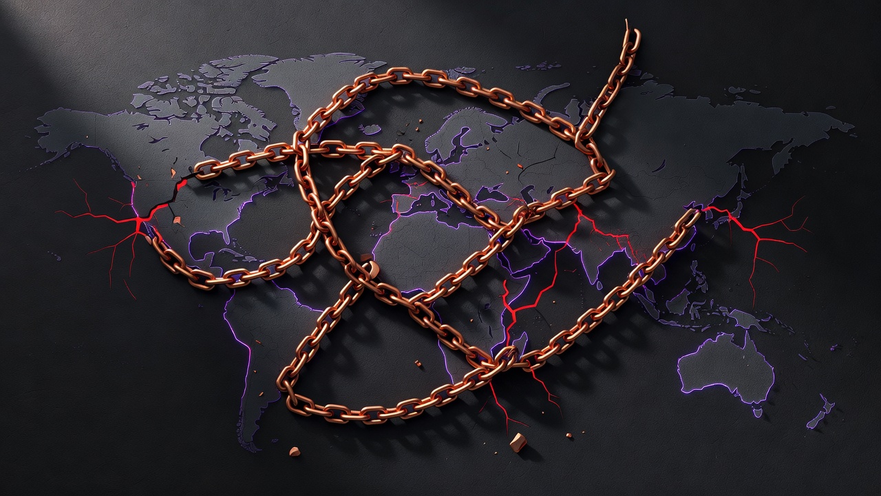 Abstract view of digital tokens crossing invisible borders with visible fractures