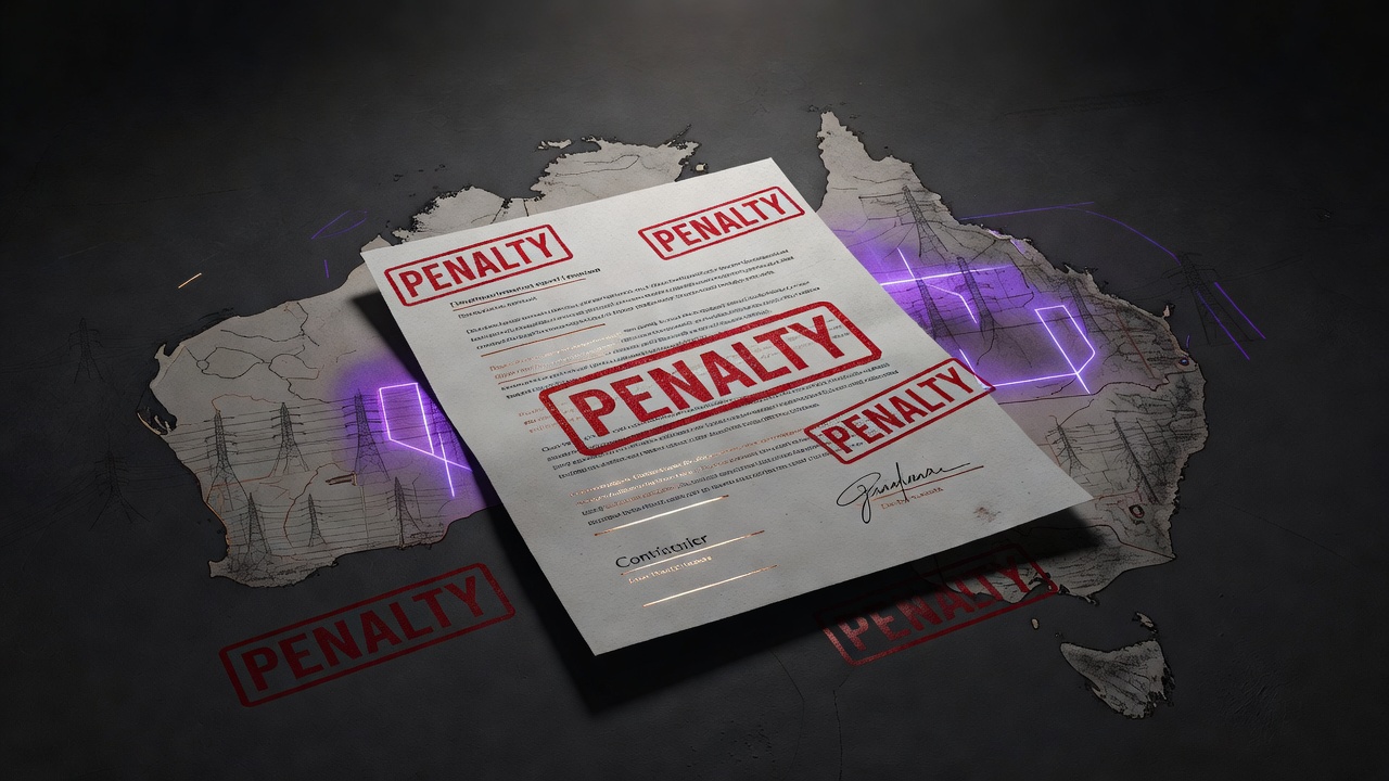 Contract page stamped with variation fees against a dim Australian utility network background