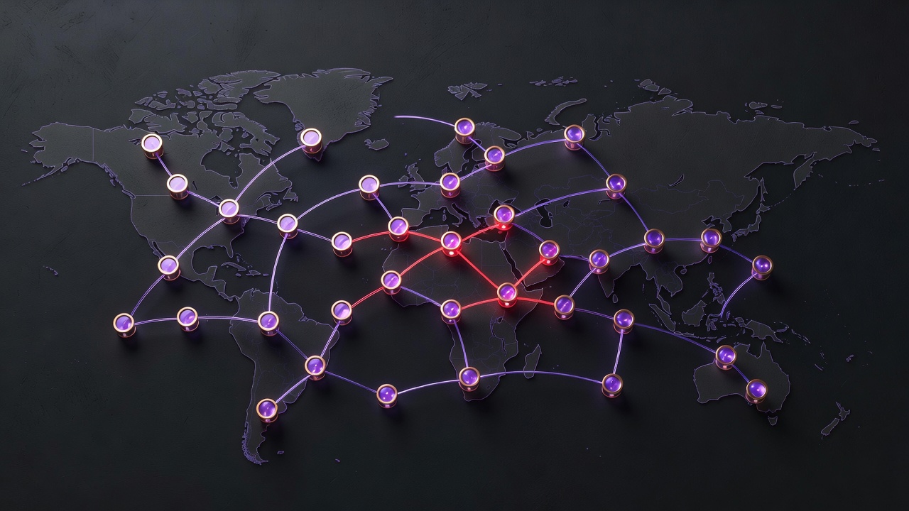 Illustration of identity tokens crossing invisible borders between regions
