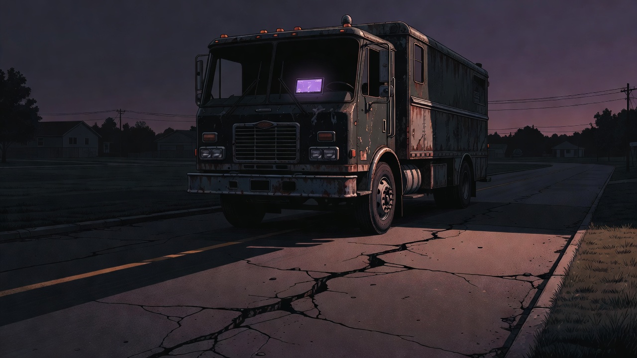 Council truck at an unrepaired road defect with GPS signal visible