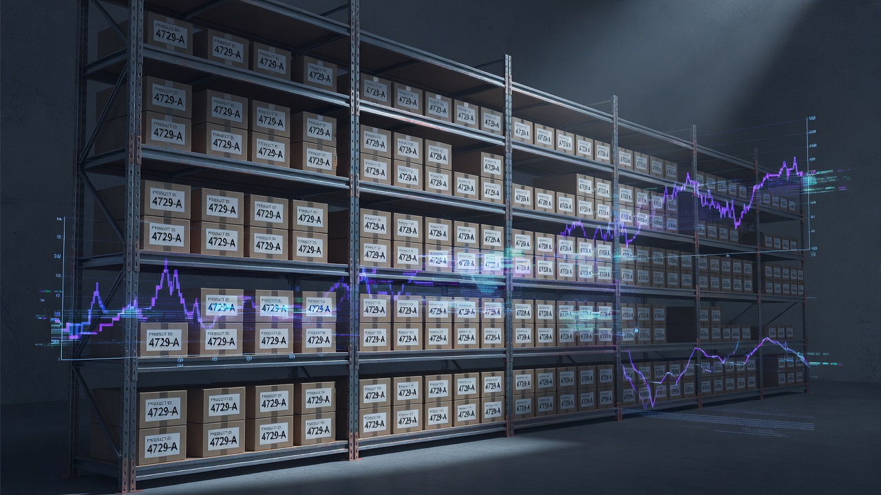 Warehouse aisles showing duplicate product codes bleeding into distorted demand charts