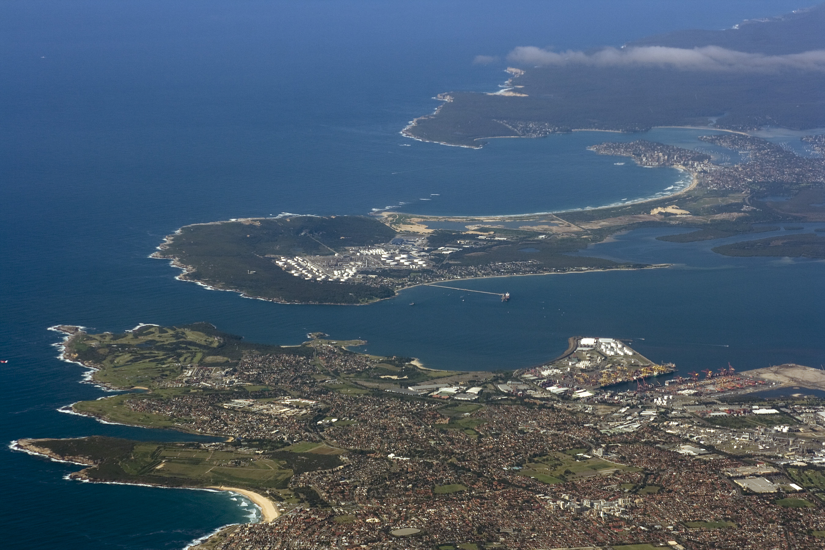 Aerial view of Kurnell, La Perouse, Cronulla and Botany Bay — industrial peninsula site of the Sydney Desalination Plant